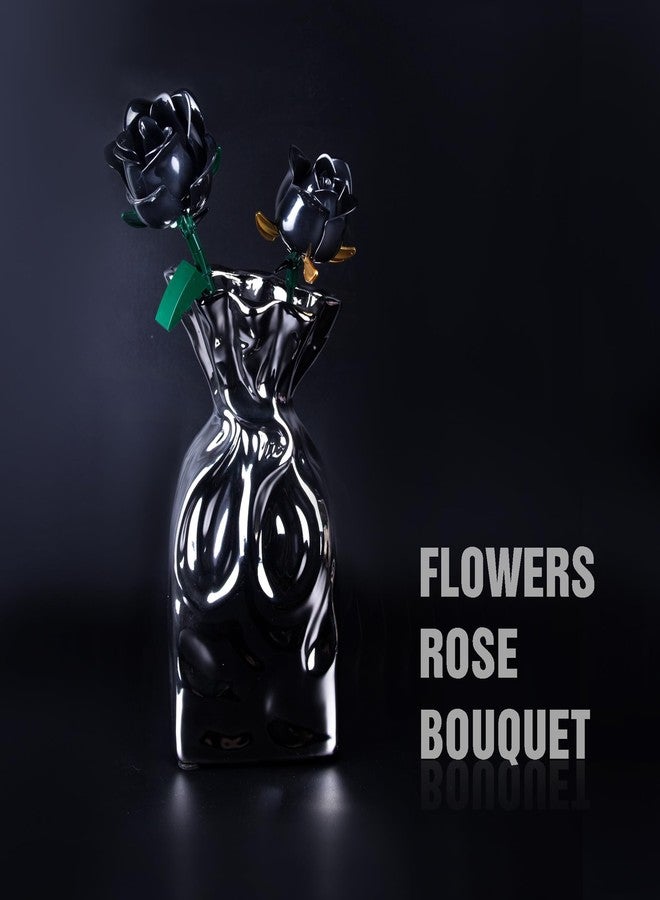 HI-REEKE Black Rose Bouquet Building Block Set, Artificial Rose Flower Botanical Building Kit Toy Gothic Decor for Women-660PCS - Image 2